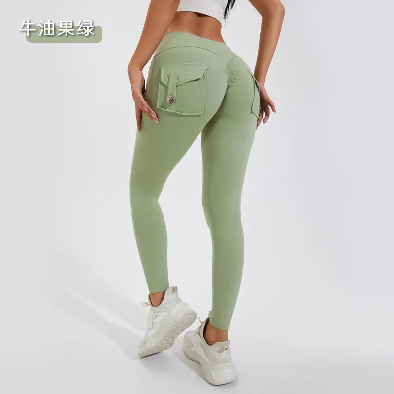 Gym Leggings Women Pocket Bum High Waist Yoga Pants Shorts Tights Scrunch Booty Workout Legging Naked Active Wear