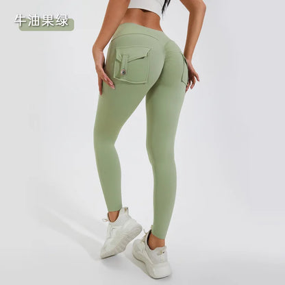 Gym Leggings Women Pocket Bum High Waist Yoga Pants Shorts Tights Scrunch Booty Workout Legging Naked Active Wear