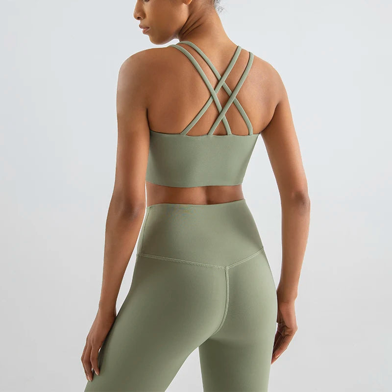 Nylon Top Women Sports Bra Yoga Gym Fitness Bras For Women Elastic Cross Back Women's Underwear Bralette