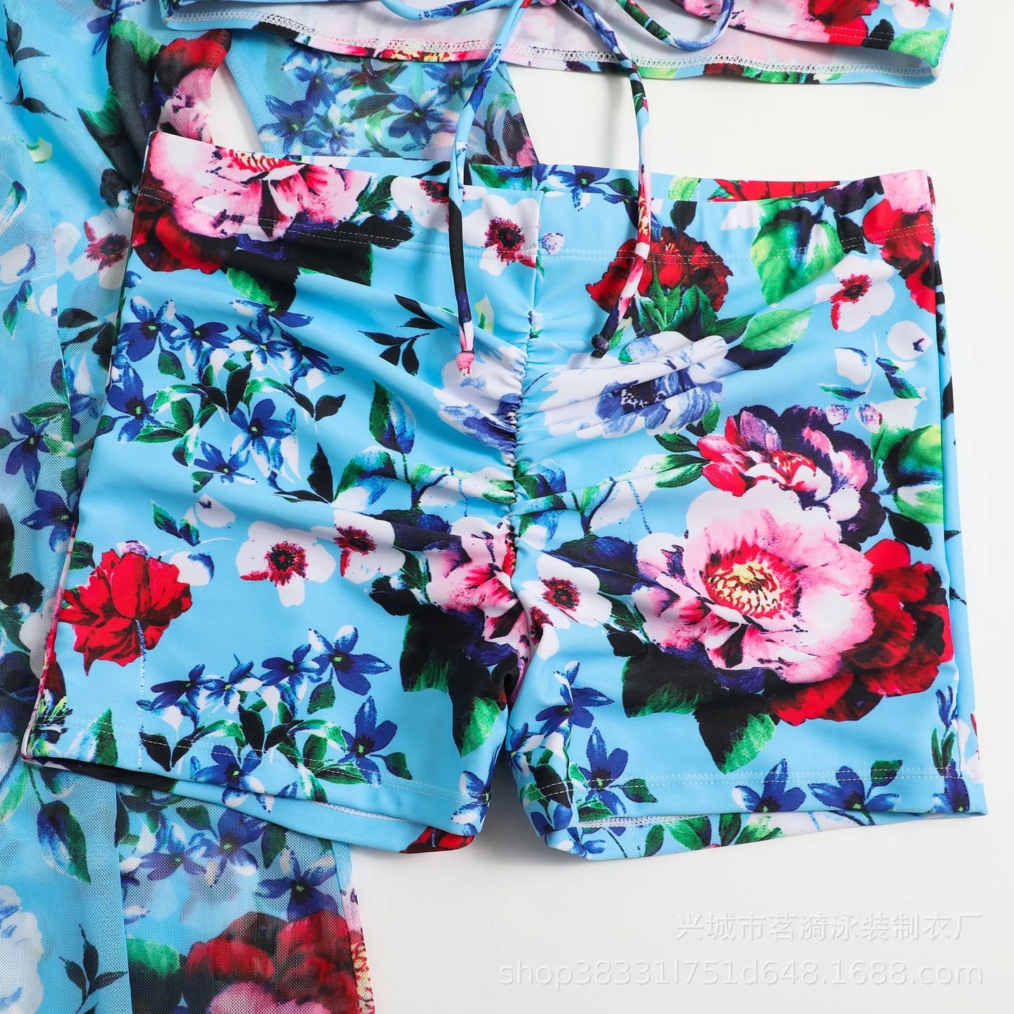 Summer Print Bikinis Swimwear Female Swimsuit Beachwear Push Up Three-Piece Bikini Set Women Swimming Bathing Suit