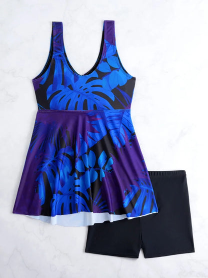 Tankini Set Two Pieces Printed Swimsuit Women Beach Dress Swimwear Female Bathers Bathing Swimming Suit Padded Beachwear