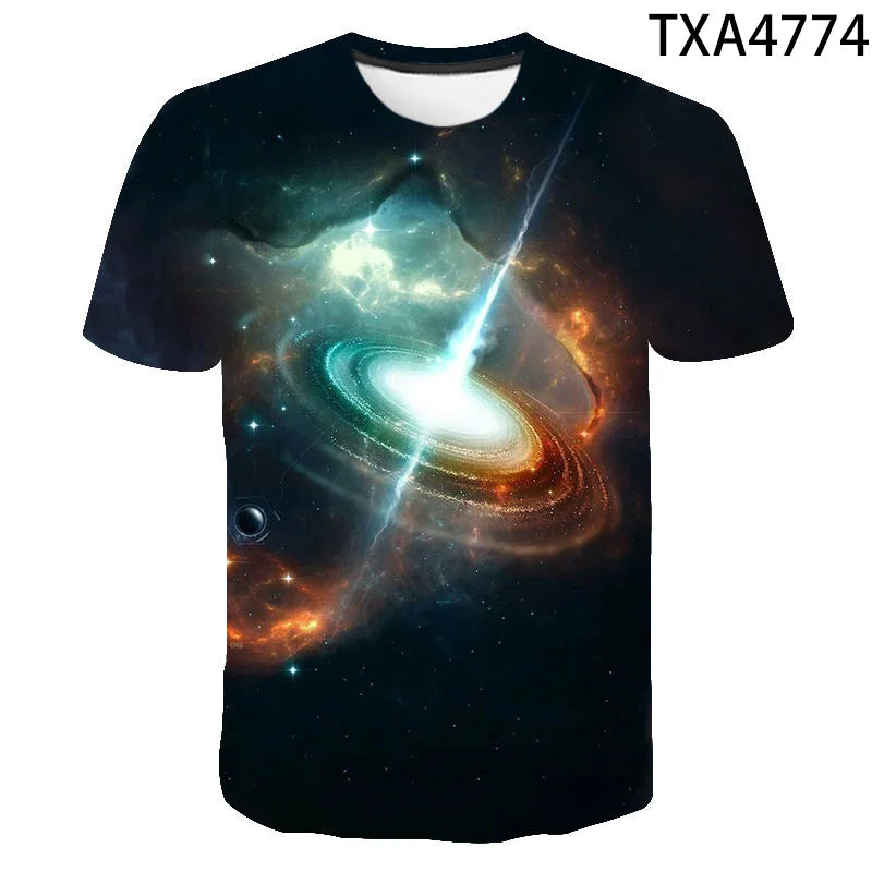 Cosmic Planet Space Galaxy 3d Printing Men's Ladies Children's Casual T-shirts Starry Cool Tops Fashion Street Light Sports