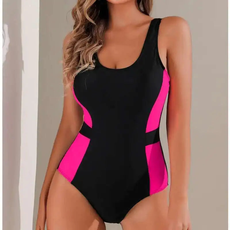 Patchwork Swimsuits Closed Women's One-Piece Swimwear Push Up Swim Wear Bodysuit Bathing Suits Beachwear Pool Bather