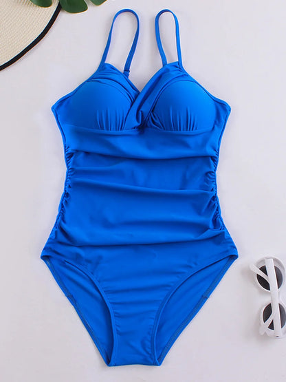 Push Up Swimwear Women One Piece Swimsuit Solid Plus Size Bathers Bathing Suit Padded Beachwear Swimming Summer Bodysuit