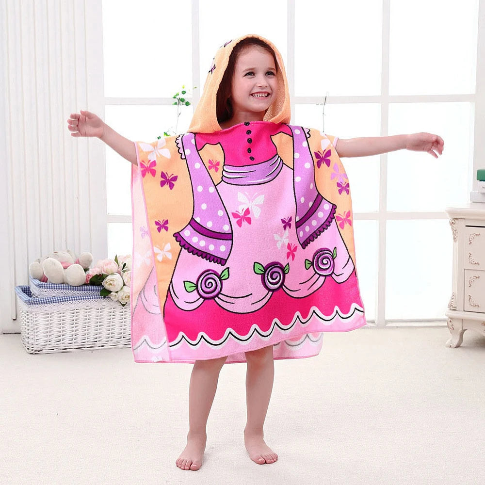 Baby Cartoon Printing Bathrobe Girls Unicorn Beach Towel Boy Shark Dinosaur Bath Towel Kids Hooded Cape Towel Children Bath Item