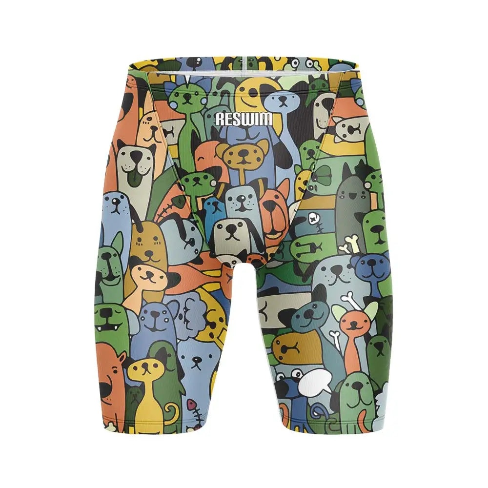 Summer Men's Swim Jammer Athletic Training Swimsuit Swimming Trunks Beach Pool Tights Shorts Quick Dry Running Surfing Pants