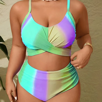 Large Plus Size Bikinis High Waist Swimsuit Women 2 Pieces Strappy Swimwear Female Bathers Bathing Swimming Swim Suit  4XL