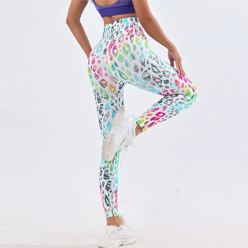 Tie-dye Yoga Fitness Nine-point Pants Spring Summer Women's High-waist Hip-lifting Slim Trousers Pantalones De Mujer Ropa Mujer