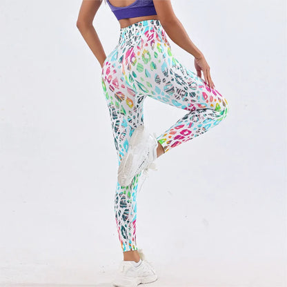 Tie-dye Yoga Fitness Nine-point Pants Spring Summer Women's High-waist Hip-lifting Slim Trousers Pantalones De Mujer Ropa Mujer