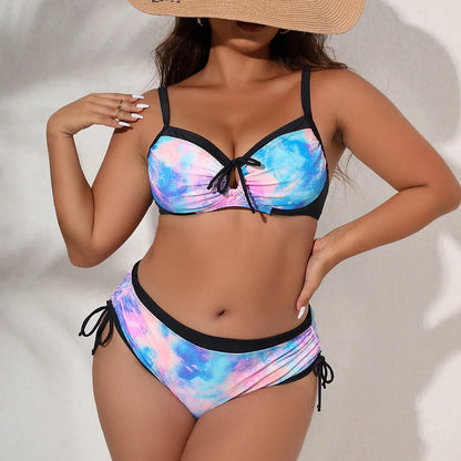 Plus Size Swimwear for Women Swimsuit Large Bathing Suits Two-piece High Waist Push Up Bikini Set L-4XL