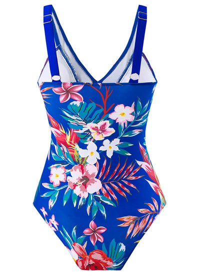 Deep V-Neck One Piece Lady Swimsuit Print Swimwear Women Bathing Swimming Suit Female Padded Beachwear Bodysuit Summer
