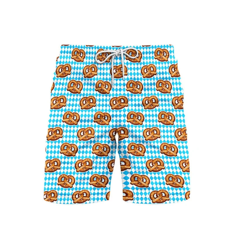 Hawaii Pretzel Beer Graphic Beach Shorts For Men 3d Printed Summer Fashion Swim Shorts Outdoor Sports Quick-drying Short Pants