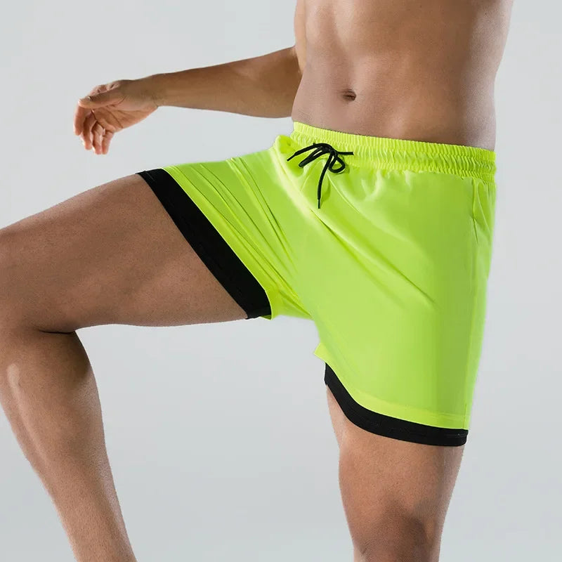 Adult Loose-Fit Flat Angle Swimming Pants for Men Quick Dry  Beach Pants Anti-Awkward Double Layer Design