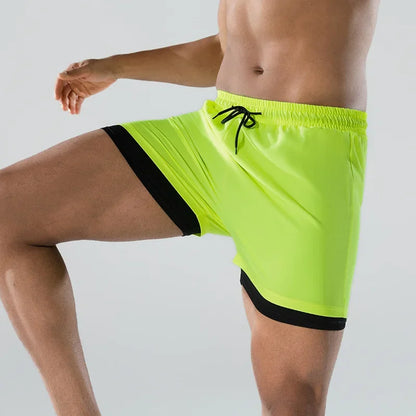 Adult Loose-Fit Flat Angle Swimming Pants for Men Quick Dry  Beach Pants Anti-Awkward Double Layer Design