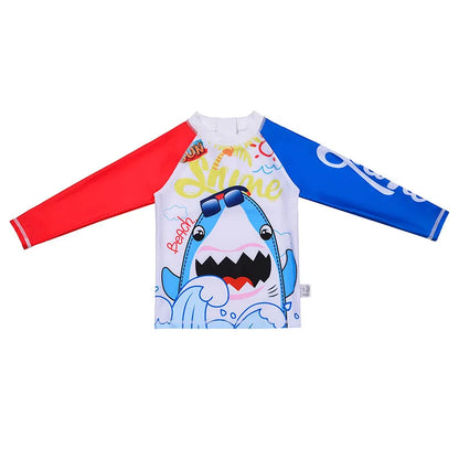 3 Pcs New Boy Swimsuit Sun Protection UPF 50+ Long Sleeve Swimming Sunsuit With Hat Split Quick Drying Bathing Suits Children