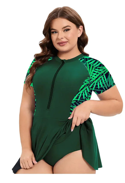 One-Piece Big Size Swimsuit Women Plus Large Size Swimwear Female Printed Bathing Swimming Swim Suit Beach Wear