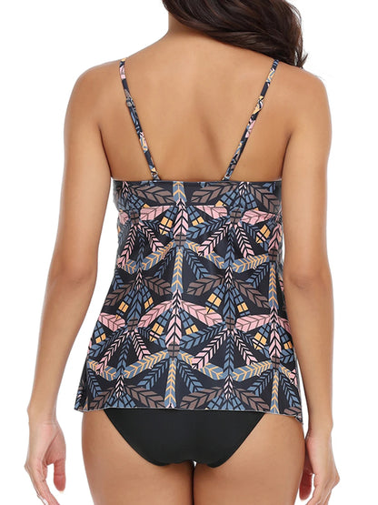 Printed Tankini Set Two Pieces Swimsuit Women Strappy Swimwear Female Bathers Bathing Swimming Swim Suit Beachwear Summer