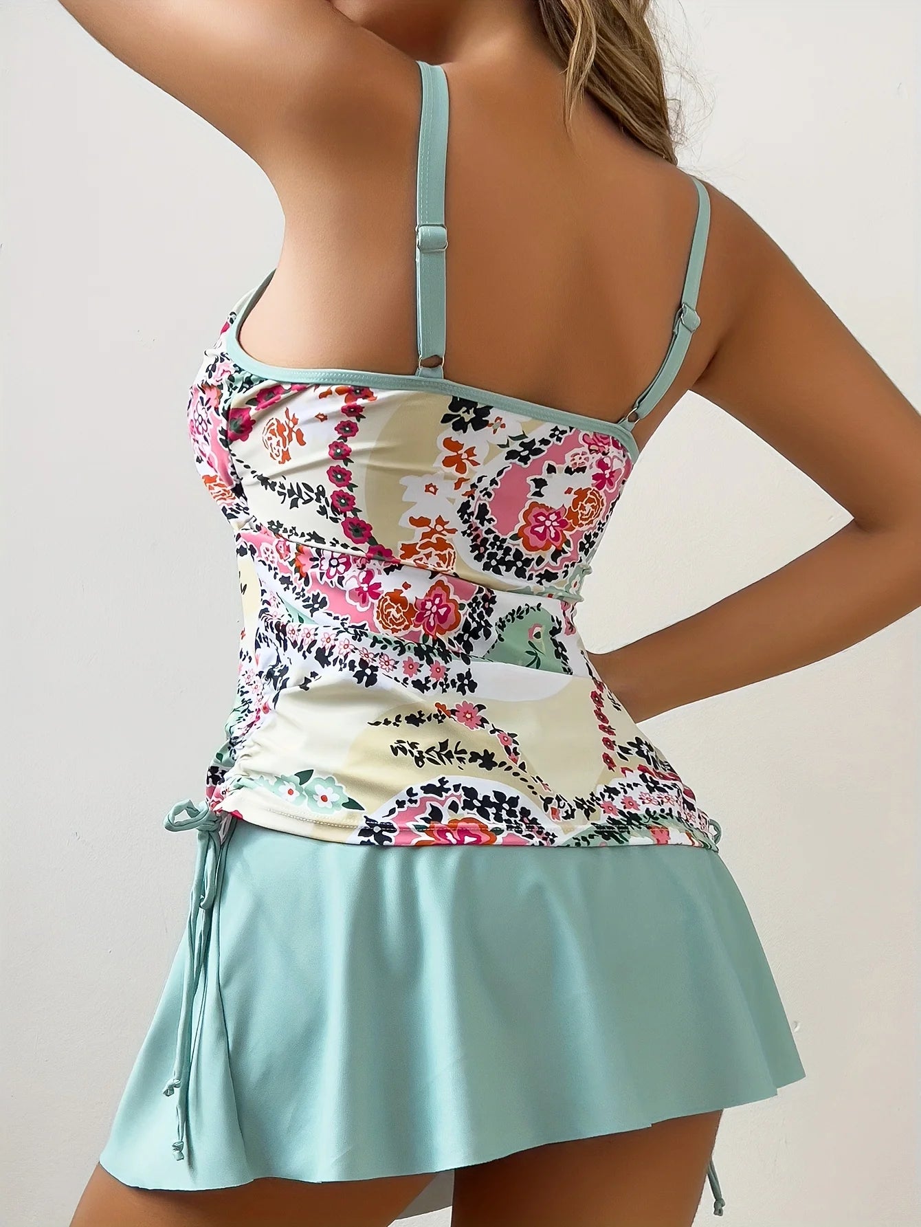 Strappy Tankini Set Two Pieces Swimsuit Women Printed Swimwear Female Bathers Bathing Swimming Swim Suit Beachwear