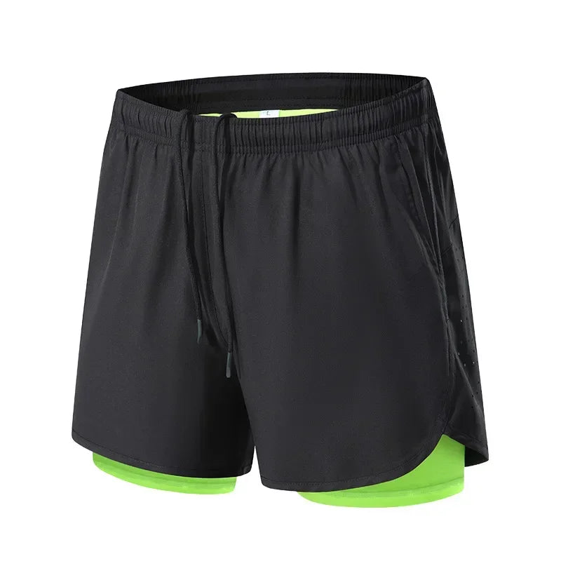 Summer 2 in 1 Jogging Clothing Gym Marathon Running Fitness Beach Shorts Men Sportswear Double-deck Training Sport Shorts Pant