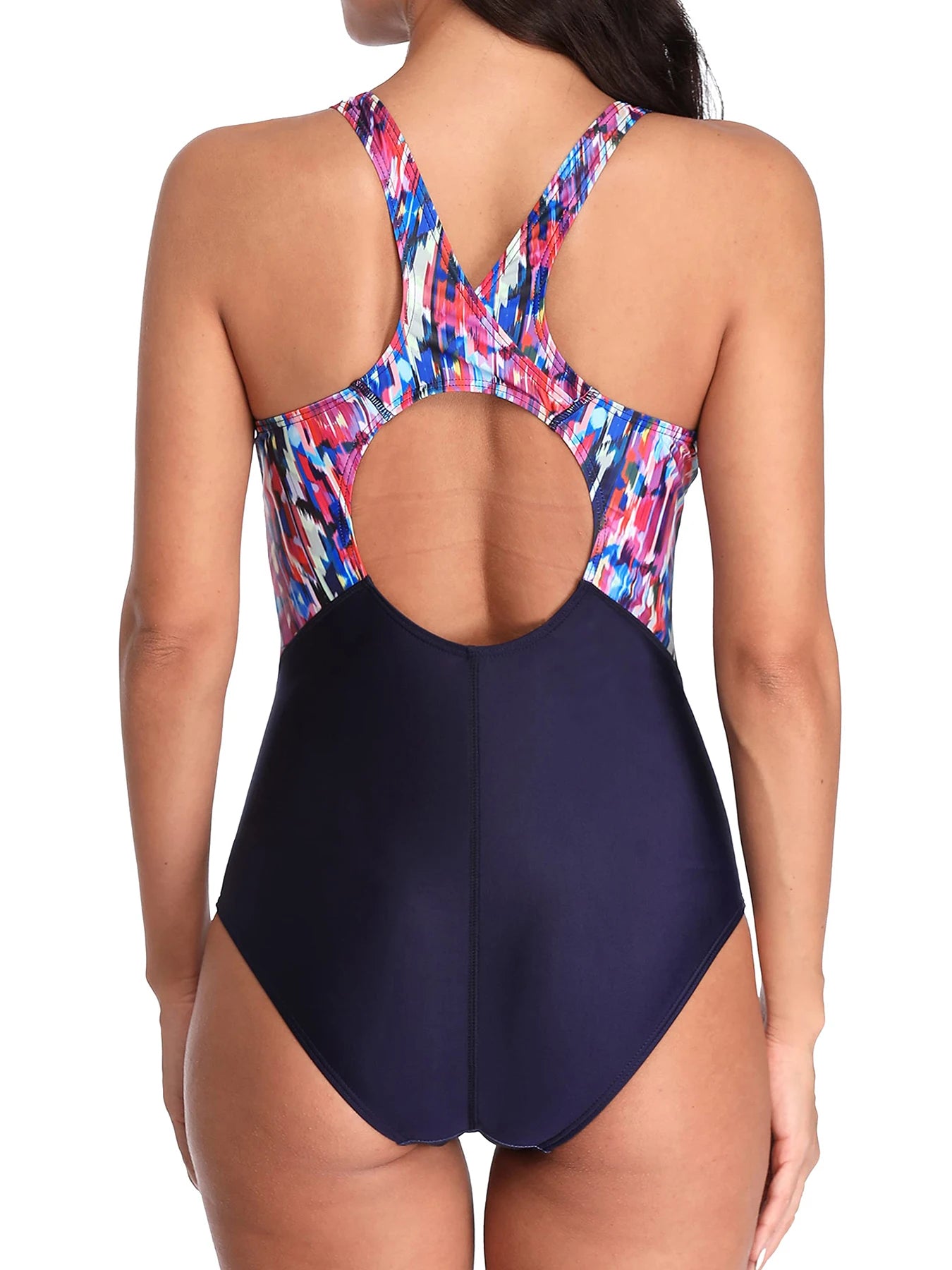 Colour Printed One Piece Swimsuit Bathers For Women Sport Swimwear Female Cut Out Backless Bathing Suit Professional Swimming Suit XXL