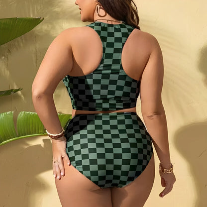 Large Plus Size Bikinis High Neck & Waist Swimsuit Women 2 Pieces Swimwear Female Bathers Bathing Swimming Swim Suit  4XL