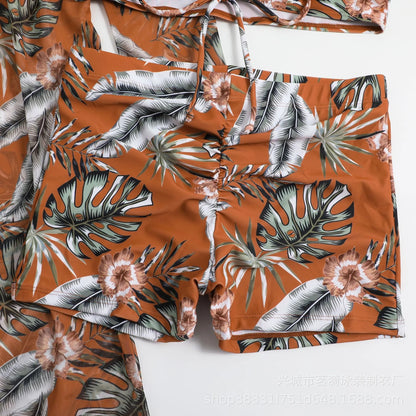 Summer Print Bikinis Swimwear Female Swimsuit Beachwear Push Up Three-Piece Bikini Set Women Swimming Bathing Suit