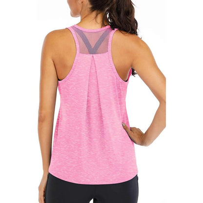 Summer Quick-dry Yoga Fitness Tank Top For Women Solid Color Soft Breathable Racerback Sleeveless Loose Fit Casual Sports Vest
