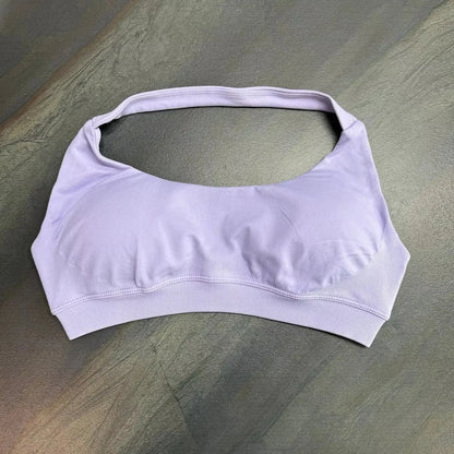 Halter Sports Bra for Women Neck Strap Bra Seamless Open Back Top Medium Support Gym Crop Top Stretchy Sportswear
