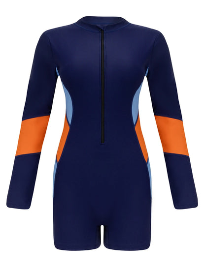Women Swimsuits One Piece Surfing Sports Swimwear Quick Drying with Zipper Bathing Suit Lady Bathers Pool Swimming Suit xxl