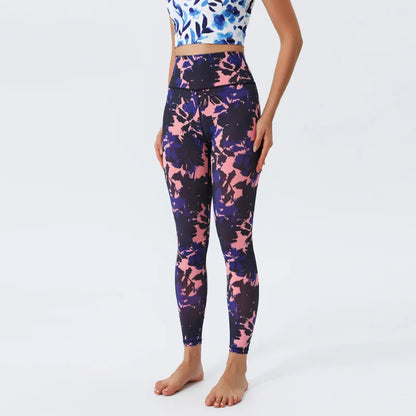 Women's Color Print High Waisted Yoga Pants Quick-Dry Tummy Control 7/8 Length Workout Leggings for Gym, Pilates, Everyday Wear