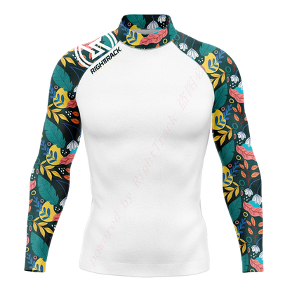 Men's Surfing Shirt Nautical Diary Lycra Rash guard RIGHTTRACK For Surf Sportswear Beach UV Swimwear UPF50+ Clothes