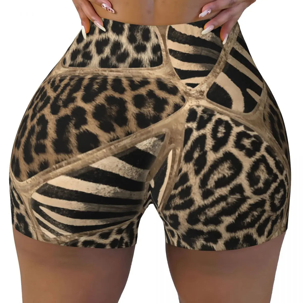 Custom Leopard Fur Skin Texture Hot Pink Volleyball Biker Gym Shorts for Women Athletic Workout Yoga Shorts