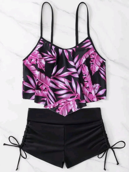 Ruffle Sports Bikini Set Two Piece Swimsuit Women With Shorts Swimwear Female Bathing Swimming Suit Beach Wear Summer