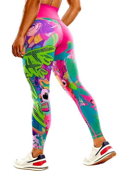 Women's 50-color high-waist printed yoga pants, hip-lifting tight quick-drying sports yoga pants