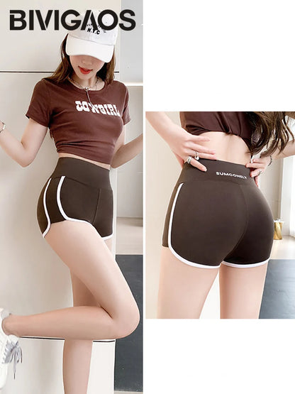 Running Sports Shorts Women Thin White Edge Joggings Shark Mini Shorts Yoga Ice Silk Casual Safety Shorts