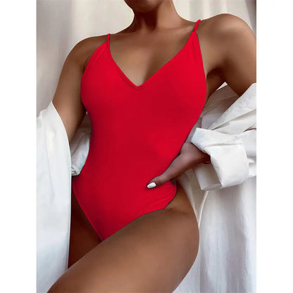 High Cut Backless Monokini Padded Women Swimwear One Piece Swimsuit Female Scrunch Butt Bather Bathing Suit Swim Lady