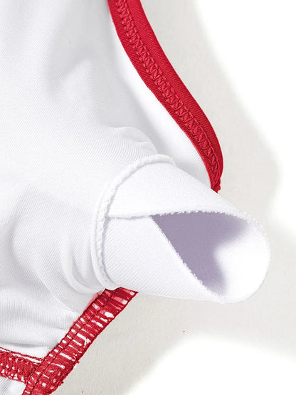 Mesh Panel Swimsuit One Piece High Cut Swimwear Women Solid Bathers Bathing Suit Female Backless Swimming Beachwear