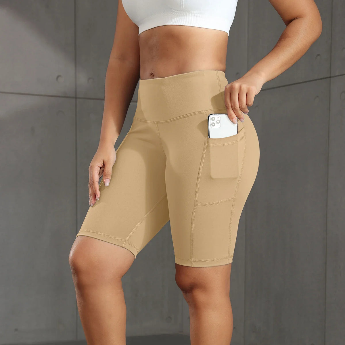 Yoga Shorts with 3 Pockets for Women Tummy Control Workout Biker Tights Stretch High Waist Butt Lifting Gym Shorts Sportswear