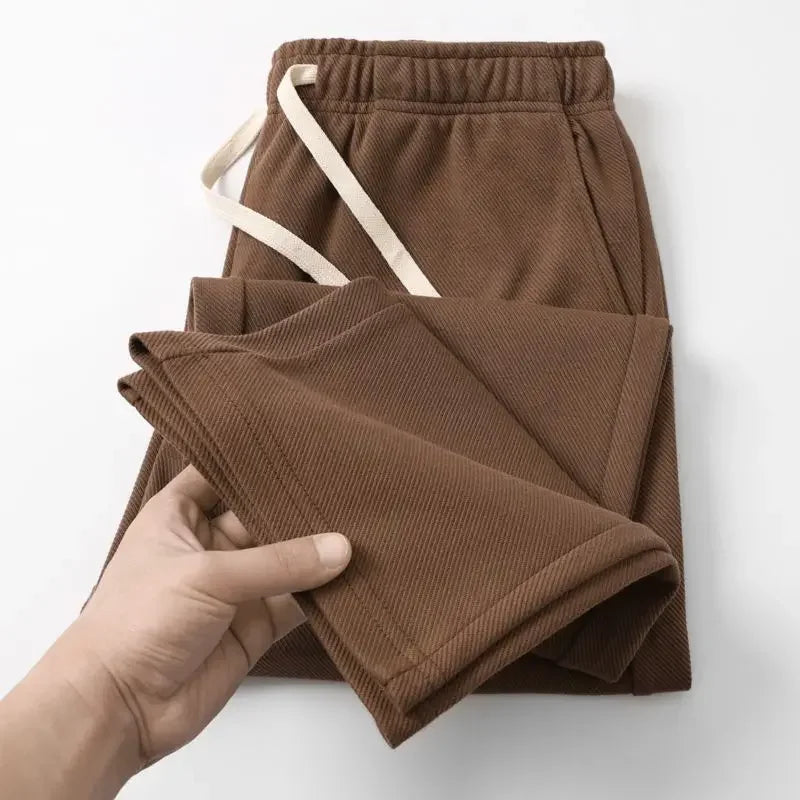 Men's Loose Straight Pants Diagonal Stripes Elastic Waist All-match Ankle Length Pants Spring Autumn Casual Outdoor Sweatpants