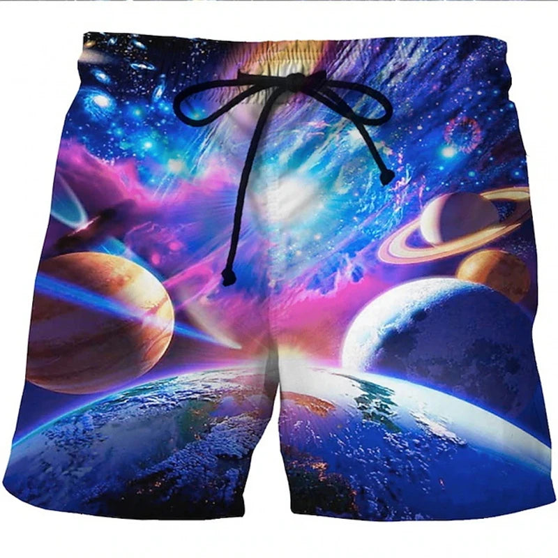Summer Man Loose Beach Shorts 3D Print Flame Graphics Oversized Men Swimming Shorts Fashion Casual Quick Drying Male Short Pants
