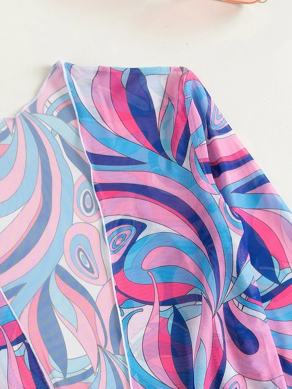 3 Pieces  Print Bikini Women High Waist Swimsuit Cover Up Swimwear Female Lady Bathing Suit Swimming Summer Beachwear