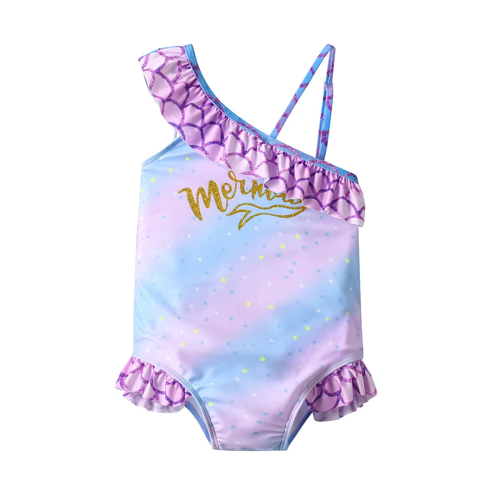 DXTON Girls Star Print Swimwear Girls Summer Vacation Beachwear Bathing Suits One Piece Fashion Cute Bikini for 3 to 10 Years