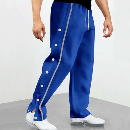 Casual Streetwear Men's Trendy Side Breasted Design Baggy Pants Spring Autumn Men's Straight Leg Drawstring Sweatpants