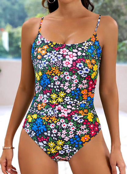 Floral One Piece Swimwear Women Swimsuit Floral Print Summer Bathing Suit High Waist Bodysuit Female Beachwear