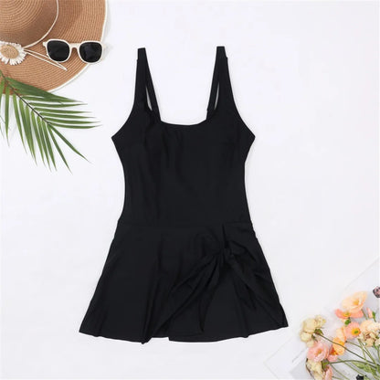 S - XXL 10 Colors Printed Solid Knotted Backless One Piece Swimsuit Women Swimwear Female Bather Bathing Suit Swim Dress