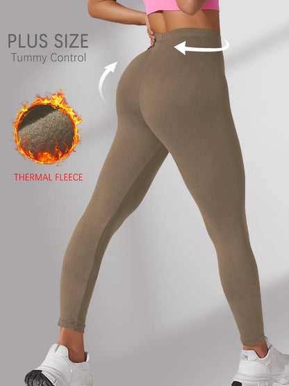 Plus Size Super Soft Fleece Lined Leggings Women, Workout Yoga Running Thermal Warm Pants For cold winter Running