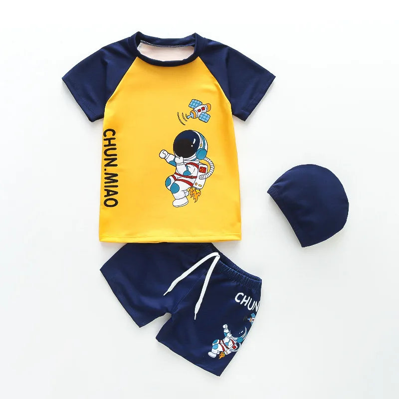 Boys Swimwear Two Pieces Swimsuits Toddler Boys Floating Suit Children Surfing Suit Kids Cartoon Beach Wear Swimming Trunks