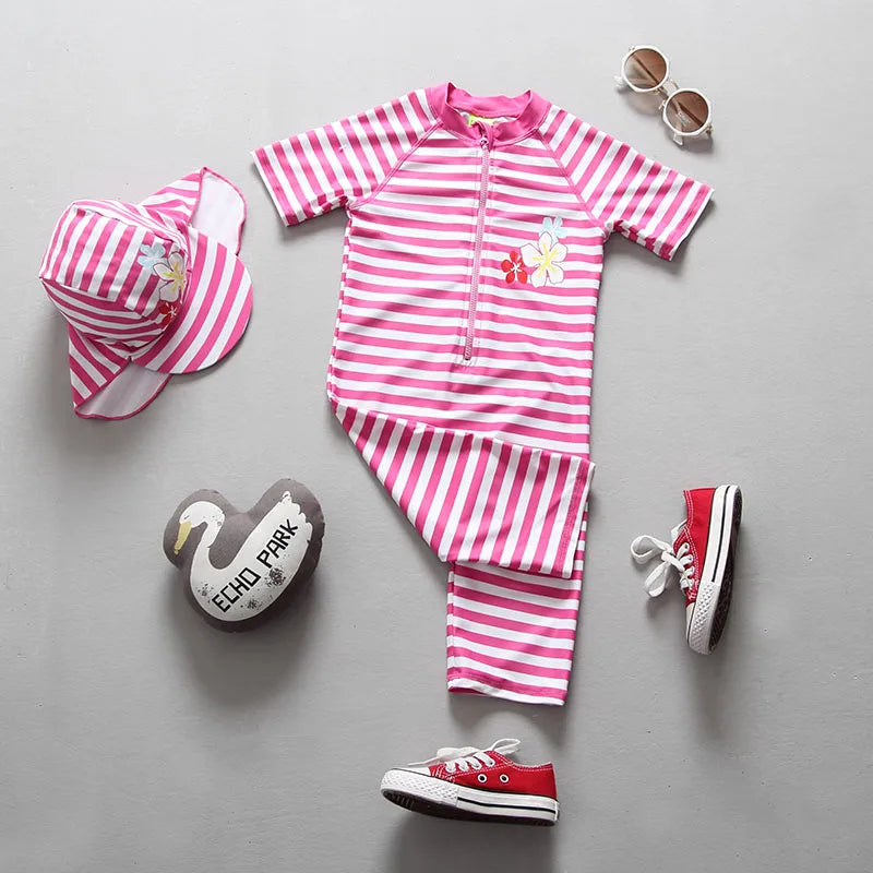 Girls Swimwear One Piece Baby Swimsuit UPF50 UV Protection Infant Toddler Beach Clothes Flamingo Children Swimming Bathing Suit