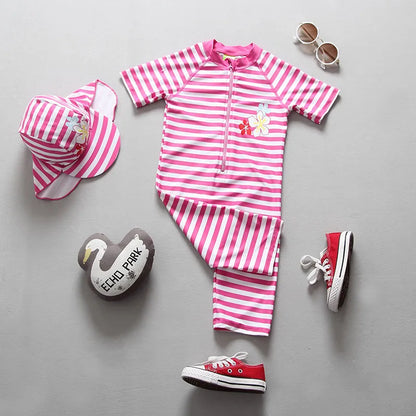 Girls Swimwear One Piece Baby Swimsuit UPF50 UV Protection Infant Toddler Beach Clothes Flamingo Children Swimming Bathing Suit