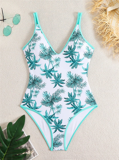 Floral Print One Piece Swimsuit Women Fashion Conservative Swimwear Female Bathing Swimming Bodysuit Beach Wear Summer